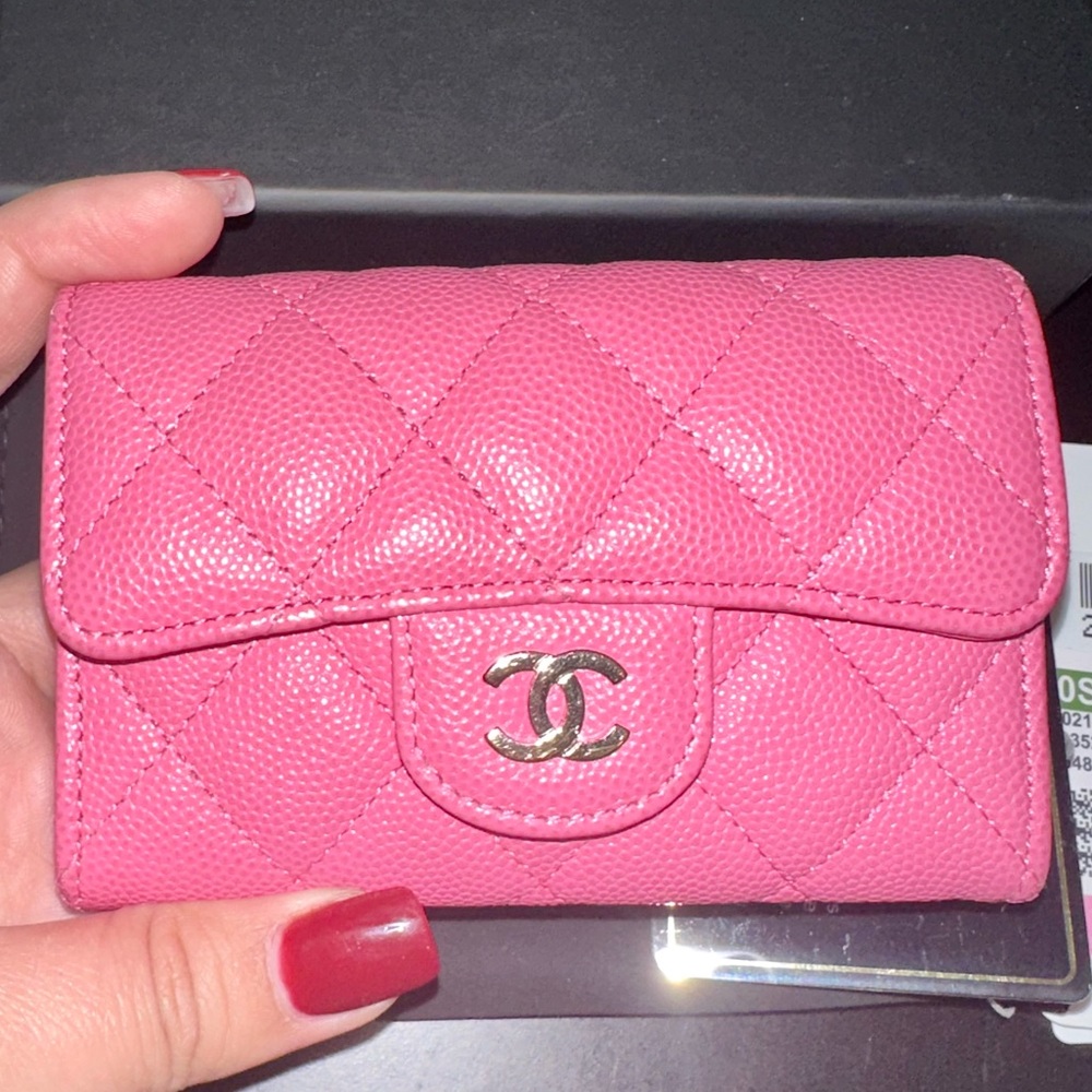 SOLD! Chanel Flap Card Holder Pink